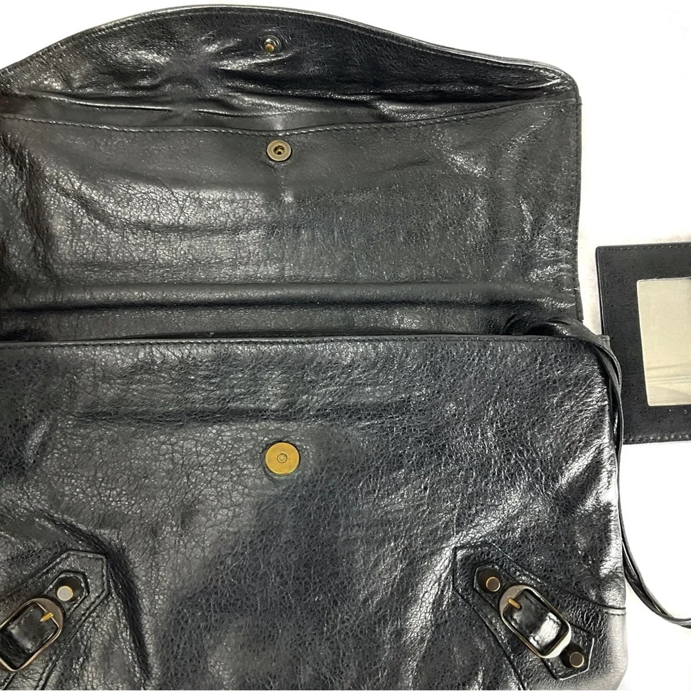 Balenciaga Black Classic Envelope Leather Clutch Bag - Picture 10 of 12